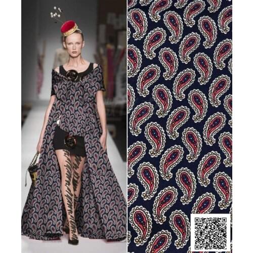 New Cashew Flower Twill Fabric European and American Brand Women 's Clothing Advanced Customized Digital Printing Fabric