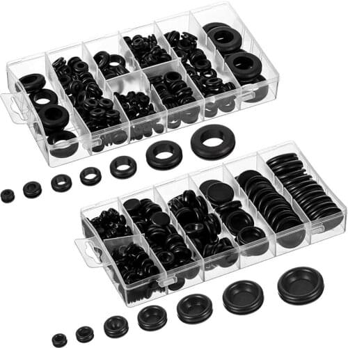 New 350 Pieces Rubber Grommet Assortment Kit Firewall Hole Plug Wire Gasket Rubber Ring Gasket For Automotive (2 Boxes)