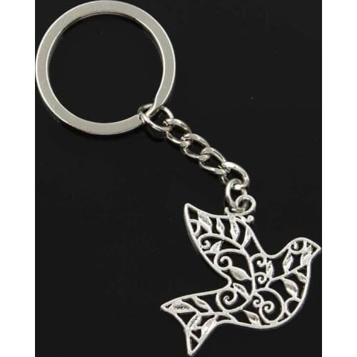 New Fashion Men 30mm Keychain DIY Metal Holder Chain Vintage Peace Dove 36x32mm Bronze Pendant Gift