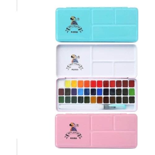 MEILIANG Solid Watercolor Paint 24/36 Colors Set Metallic Box for Student Artist Small Gift