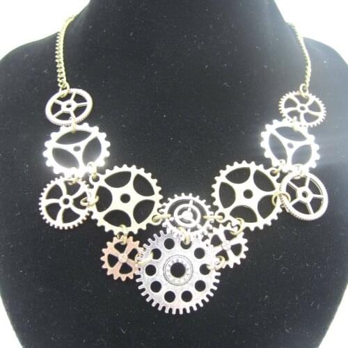 New Sale Differemt Kinds of Gears Nice Linked Steampunk Collar Necklace