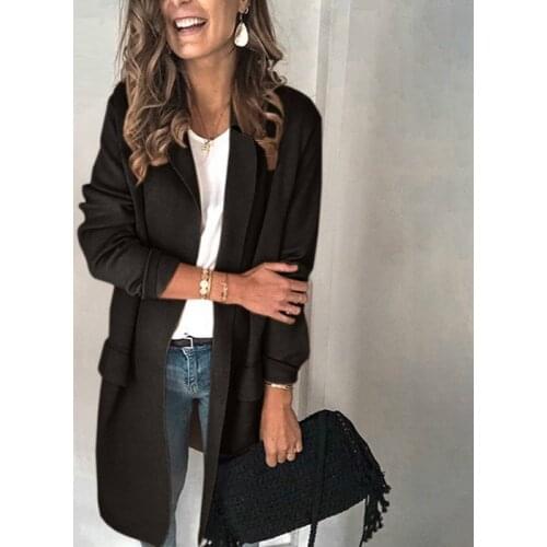 Autumn And Winter Women Mid-Length Coat Warm Lapel Female Windbreaker Long Sleeve Lady Casual Fashion Clothes Outerwear Tops