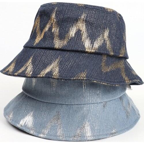 Unisex Boy Girl Washed Denim Bucket Hat Kids Wide Brim Sun Protection Fishing Hat Jean Panama Caps for Children Outdoor Bob Hats