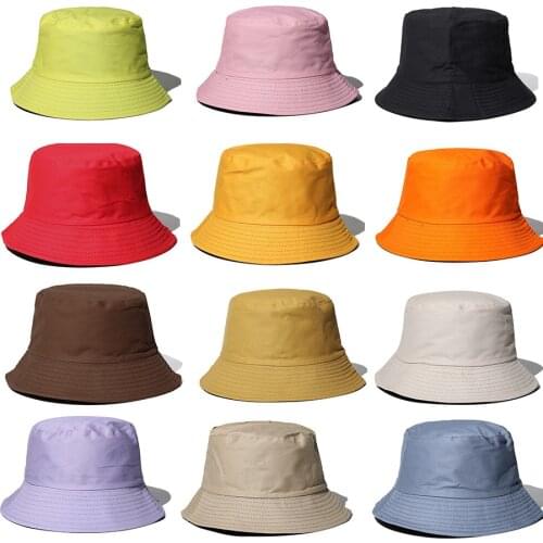 New Unisex Cotton Bucket Hats Women Summer Sunscreen Panama Hat Men Pure Color Sunbonnet Fedoras Outdoor Fisherman Hat Beach Cap