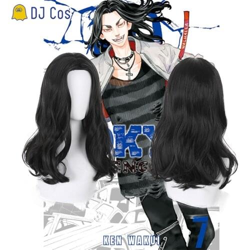 Tokyo Revengers Keisuke Baji Anime Cosplay Wig Black Curly Hair Heat-resistant Fiber Hair + Free Wig Cap Role Play Men Women