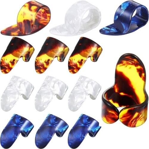Hot-Thumb Picks Finger Picks, Medium, Flat Thumbpicks, Celluloid Guitar Thumb Finger Picks with Storage Box Case 12 Pcs