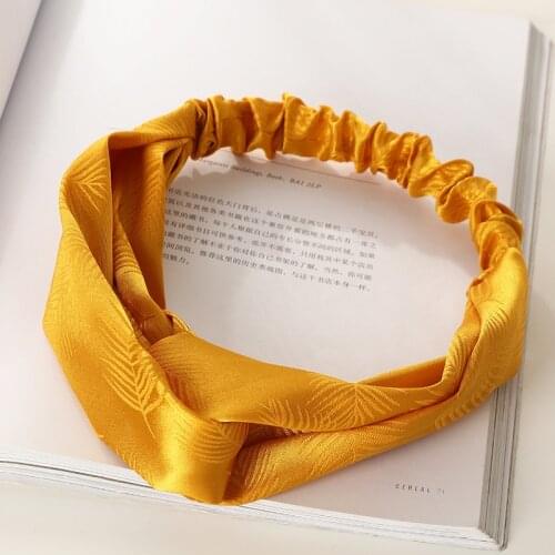 Korea Printed Leaf Headband Women Wash Face Hairbands Satin Elastic Hair Bands Geometry Makeup Hair Hoop Female Hair Accessories