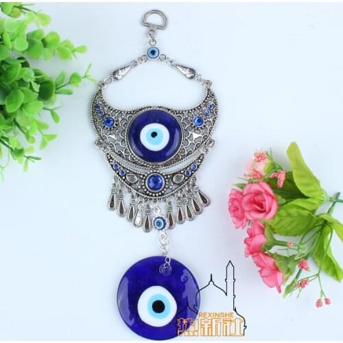 Turkey blue diamond eyes Muslim peace horn evil metal pendant wall Jushi home ornaments