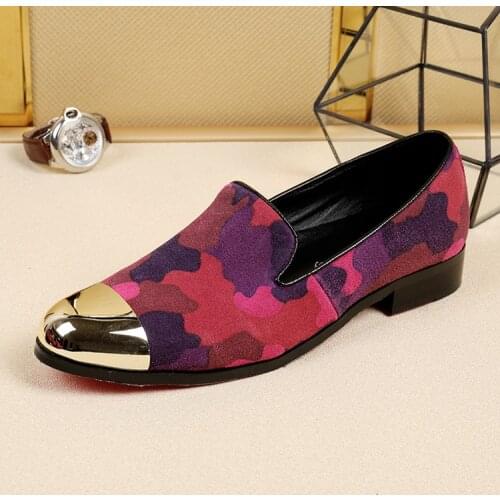 Top Quality Classic Italian Men Leather Casual Iron Toe Slipper Shoes Smoking Velvet Flats Men Wedding Shoes Zapatos Para Hombre