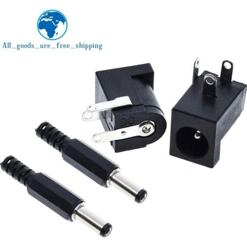TZT 10Pcs DC-005 Black DC Power Jack Socket Connector DC005 5.5*2.1mm 2.1 socket Round the needle