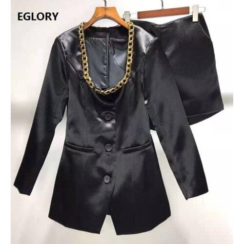 High Quality Jumpsuits 2021 Spring High Quality Women Square Collar Golden Chain Deco Long Sleeve Casual Sexy Jumpsuit Shorts