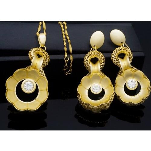 Gold Earring Pendant Jewelry Sets African Women Necklace