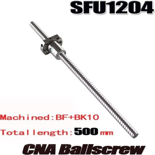 1pcs/lot 12mm Ball screw SFU1204 500mmwith 1pc 1204 Ballnut CNC parts Free shipping