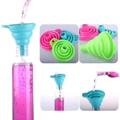 1PCS Silicone Folding Funnels Kitchen Tools Kitchen Accessory Foldable Funnel Mini Silicone Collapsible Portable Funnel