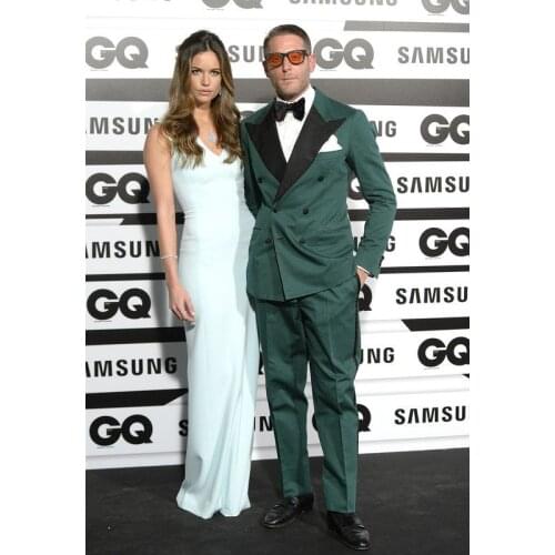 2017 Latest Coat Pant Designs Green Men Suit Double Breasted Slim Fit 2 Piece Tuxedo Formal Prom Custom Suits Terno Masculino