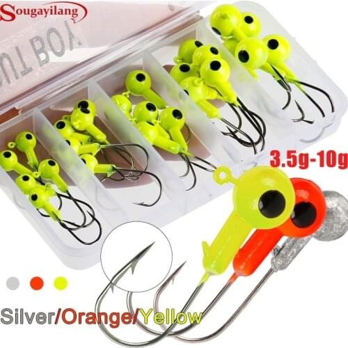25Pcs/Box Jig Head Hook 3.5g 5g 7g 10g 15g Fishing Hooks Lead Jig for Soft Worm Lure Hard Baits Fishing Tackle Accessories