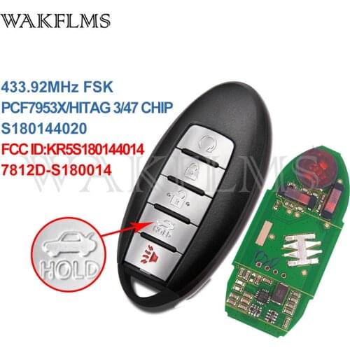 5 Buttons 433MHz PCF7953X Chip Smart Remote Car Key For Nissan Altima Maxima 2013 2014 2015 S180144020 KR5S180144014