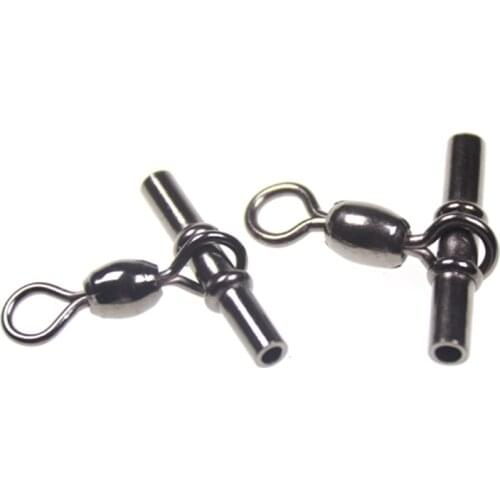 50pcs Fishing Rolling Swivels 3-way Swivels Sea Fishing Tackle With Solid Ring Copper Tube Fishing Rigging Connector Accessories