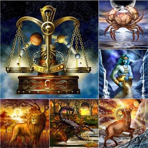 5D DIY Diamond Painting Full Square Round Drill Twelve Constellations Diamond Embroidery Scenery Cross Stitch Home Decor Gift