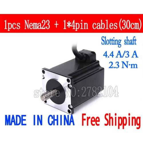Free shipping 1pc Quality 57HB3401 4-lead keyway Nema 23 Stepper Motor 57 motor 57BYGH 4.4A/3A 2.3N.m CNC Laser and 3D printer