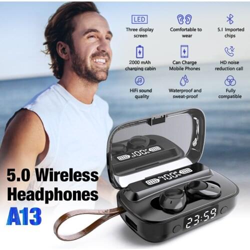 Wireless Bluetooth Headphones High-definition LED Display Binaural Earbuds With Magnetic Storage Lighting Earphone Headset