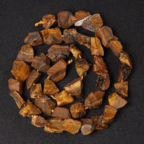 Natural Tiger Eye Stone Bead Raw Quartz Rock Mineral Gravel Specimen Drilled Healing Stone Beaded Jewelry Making DIY Home decor