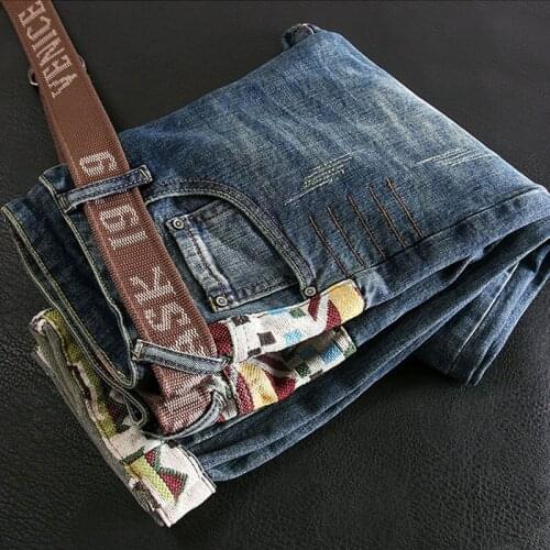 Newly Street Fashion Men Jeans High Quality Elastic Slim Fit Ripped Jeans Men Embroidery Patches Designer Hip Hop Denim Pants