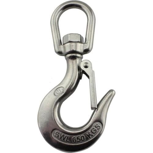 Crane Swivel Hook Load 150/350/650/1000/1500kg Thick Body Anti-off Lifting Hook Cargo Hook 304 Stainless Steel 1Piece
