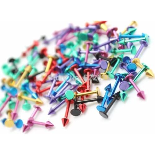 10pcs mix color stainless steel lip ring jewelry with cone/spike labret piercing body jewelry