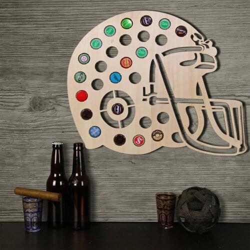 Creative Wall Mounted Wooden Map Football Helmet Beer Cap Map Design Beer Cap Holder Novelty Beer Cap