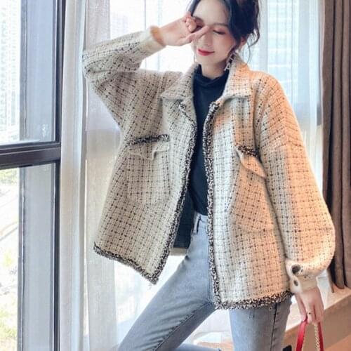 2021 new Korean loose and versatile autumn and winter small fragrance short mink like plush womens jacket
