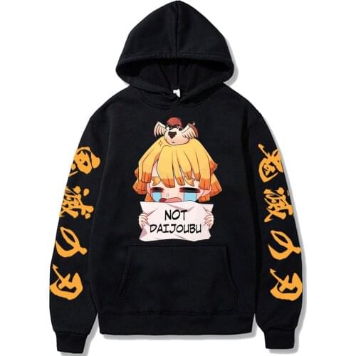 Hot Anime Kimetsu No Yaiba Loog Sleeve Kawai Agatsuma Zenitsu Anime Clothes Women Men Casual Hoodie Sweashirt Loog Sleeve Top