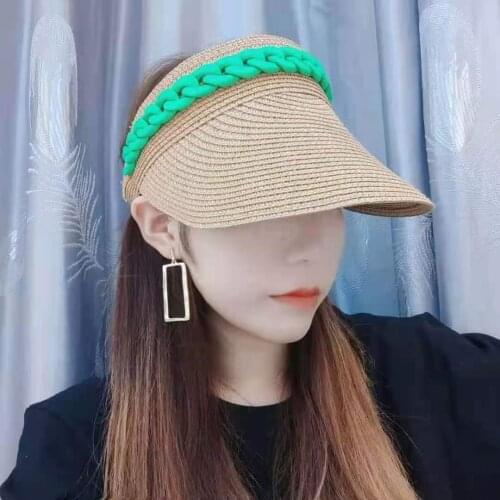 Summer Fashion Woman Empty Top Sun Straw Hats Anti-UV Female Outdoor Climbing Visor Caps Handmade Casual Shade Hat Beach Cap