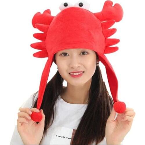 New big claw crab hood hat plush hat toy birthday stuffed cap gift