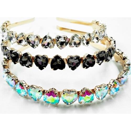 Fashion New Crystal Hair Accessories Heart Shaped Hairbands Full Rhinestone Luxury Bridal Wedding Tiaras And Crowns For Women