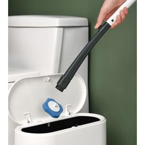 Disposable Bathroom toilet brush cleaner With Long Handle No Dead Corner Cleaning brush Replacement Brush Head and plunger set