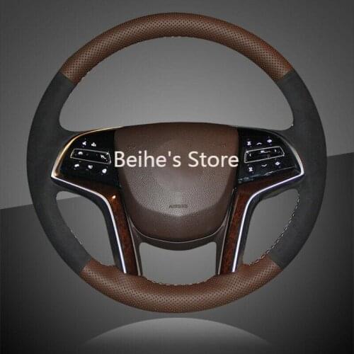 Car Hand Stitched Auto Braid On The Steering Wheel Cover for Cadillac SRX 2013
