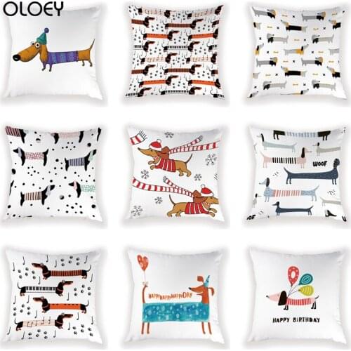 Christmas Pillowcaser 45X45 Cm Decorative Cushion Dachshund Pillowcases on Pillows Simple Pillow Cover Home Decor Farmhouse