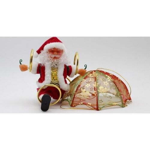 Christmas Electric Santa Claus Ornament Hang Parachute Turn Acrobatics Santa Plush Doll Toy New Year Xmas Decorations Kid Gift