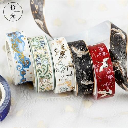 Chinese Style Series Coloured Glaze Pattern Masking Washi Tape Decorative Adhesive Tape Scrapbooking Stationery School Supplies