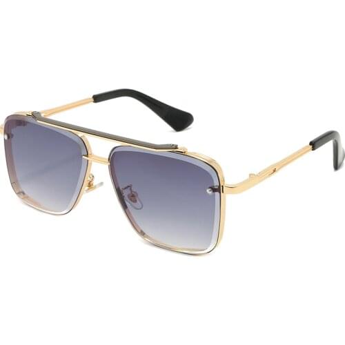 Vintage Quality Sunglasses Women Men Double Beam Metal Sun Glasses Gradient Square Glasses Flat Top Spectacle Gafas De Sol UV400