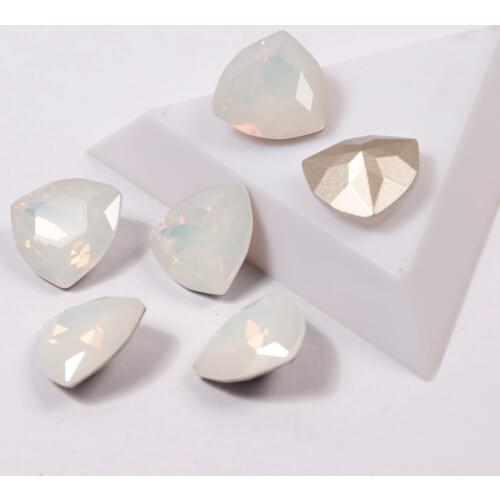 White Opal Color Trilliant Shape 7mm 12mm 17mm Glass Crystal Material Nail on Stones Popular Rhinestones For 3D Nail Art Gems