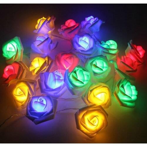 1M 2M Battery Operated Rose Flower LED String Lights Christmas Holiday Wedding Birthday Valentines Day Party Decoration Lights