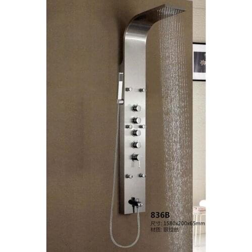 Thermostatic Shower Panel 5pc Massage Jets Rain Shower Column Mixer Shower Faucet Tower Shower Tub Spout Black