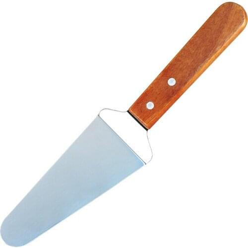 Wooden Handle Stainless Steel Triangle Shovel Cake Pizza Cheese Baking Tool