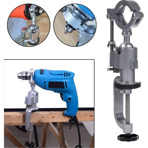 Universal Clamp-on Bench Vises Holder Mini Electric Drill Stand Make the Grinder Flat 360 Rotating for Woodworking Aluminium