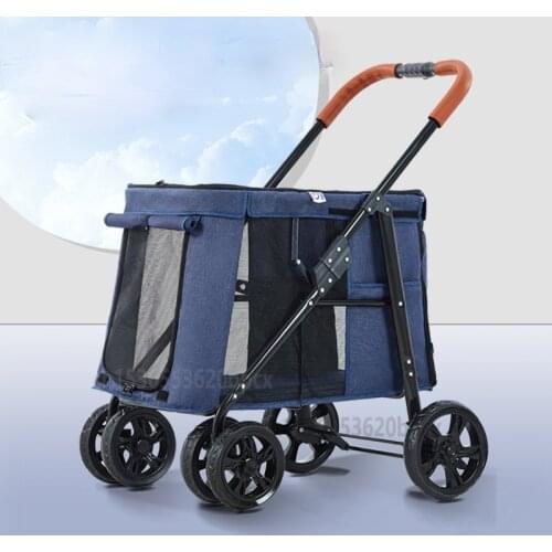 Large-capacity Dog Outing Bag Four-wheel Folding Trolley Case Cat Pet Stroller Breathable Cat and Dog Luggage