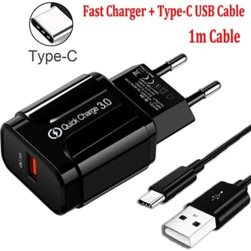 QC3.0 2A Fast Charger For Samsung S21 S20 FE S10 S9 Plus A02S A12 A52 A72 A32 A70 A51 Type C USB C Fast Charging Charger Cable