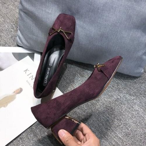 New Retro Fashion Womens High Heels Square with Bow Versatile Shallow Mouth Casual Sexy Prom Wedding Women Shoes R3-80