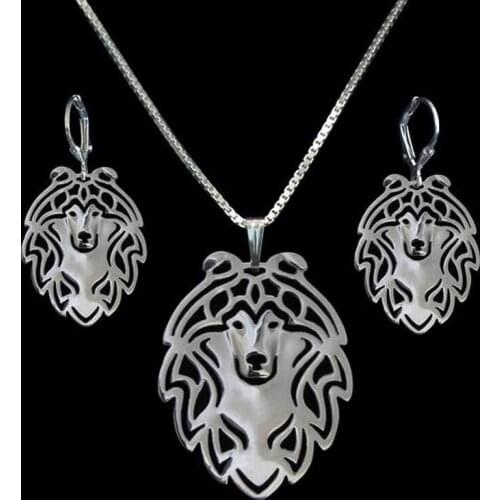 Womens Dog Pendant Jewelry Set Lovers' Alloy Shetland Sheepdog Jewelry Set